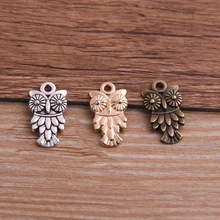 PULCHRITUDE 30PCS 11*20mm Animal Charm Owl Pendant Three Color DIY Retro Jewelry Bracelet Necklace Charms Pendant P6540