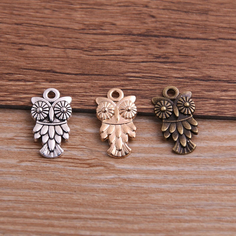 

PULCHRITUDE 30PCS 11*20mm Animal Charm Owl Pendant Three Color DIY Retro Jewelry Bracelet Necklace Charms Pendant P6540