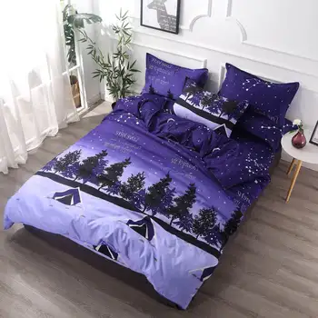 

Bed linens 3D Bedding Set Blue Village Print Duvet cover set lifelike bedclothes with pillowcase bed set home Textiles