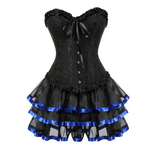 sexy corsets for women plus size party costume overbust burlesque corset and skirt set tutu corselet victorian fashion gowns