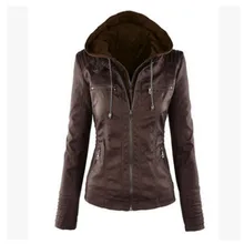 Новинка года; Лидер продаж; однотонная женская кожаная куртка на молнии с длинными рукавами; большие размеры 7XL; Женская куртка из искусственной кожи со съемным капюшоном