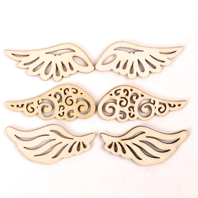 40Pcs/bag 4 Styles DIY Angel Wings Wooden Chips Decorative Embellishments  Crafts Scrapbook Hand-made Graffiti Button Accessories - AliExpress