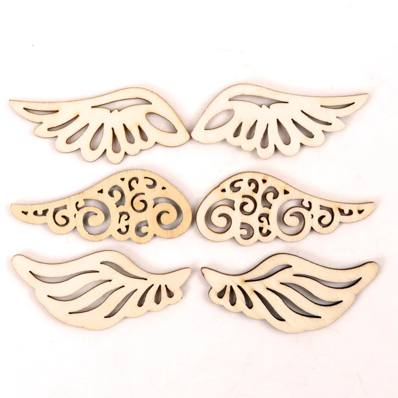 

Wooden Cute Wing Shape Arts Painting Scrapbooking Embellishments Craft Handmade Home Decoration Accessories DIY 57mm 12pcs