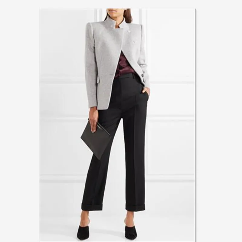 

Autumn and Winter New Coat Simple Collar a Button Suit Temperament Slim Cashmere Coat OL Short Coat Female