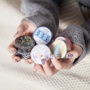 

2pcs/lot Basic Design Stickers Kinbor Washi Tapes Cute DIY Deco Scrapbooking Bullet Jornal Nail Stickers Writable Masking Tape