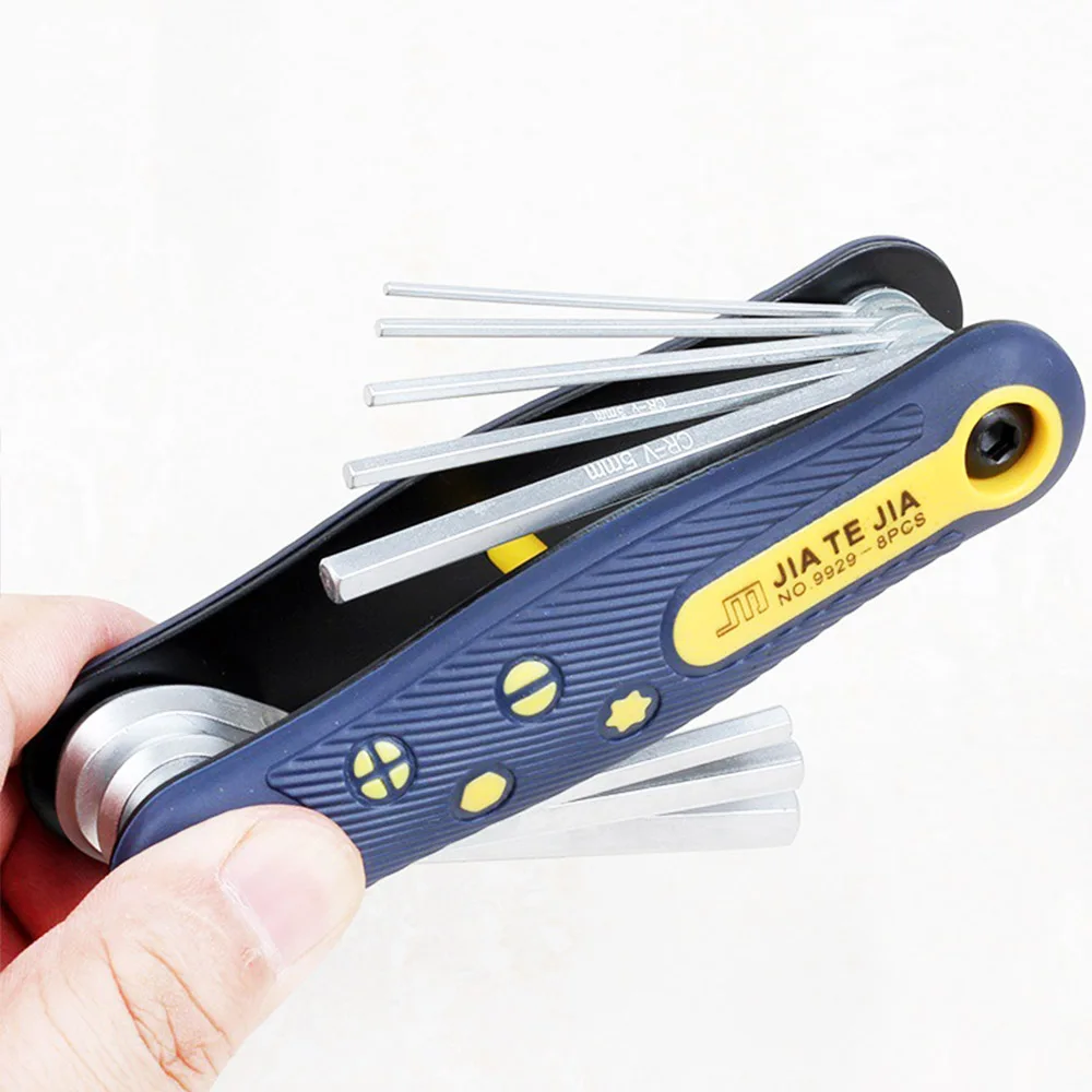 

Super PDR Tools 8 Pcs Folding Wrenches Set 3 Different Types Multi-Functional Wrench Universal Plum Shape & Cross & Allen Wrench