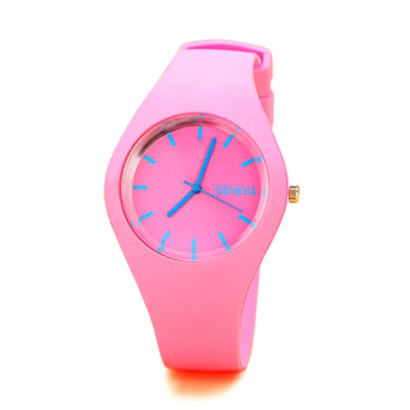 Новинка Geneva силиконовые часы желеобразного цвета простые и стильные спортивные серии с круглой пряжкой силиконовые часы для женщин Relogio Feminino