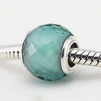 

DIY Fits Bracelet Charms Beads for Jewelry Making Abstract Faceted Silver Charm with Green CZ Sterling-Silver-Jewelry for Women