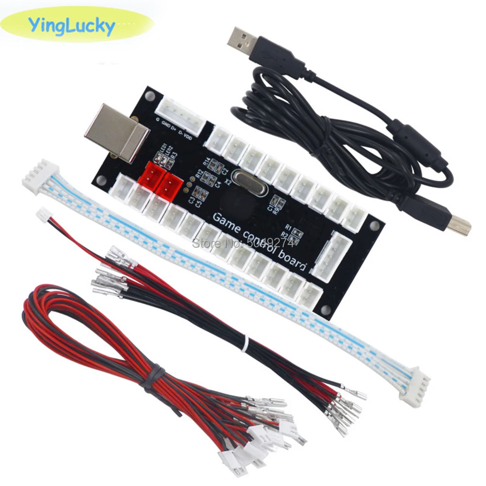 

DIY Zero Delay Arcade USB Encoder PC To Joystick Replacement Parts USB Cable Encoder Board +Wire Cables Set LED button