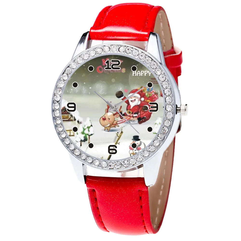 Vogue Diamond Leather Band Analog Quartz  Wrist Women Watch For Christmas Gifts