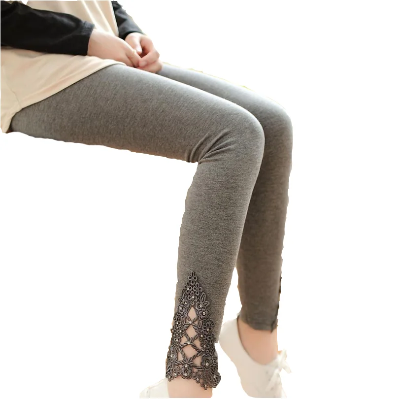 2016 summer thin leggings women cotton knitted legging hollow out Lace