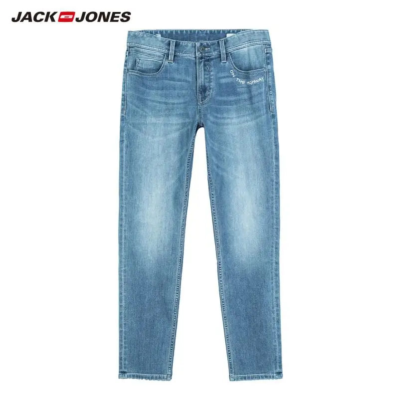 JackJones мужские стрейч Светильник Цвет Slim Fit обтягивающие джинсы с буквенным принтом-219232505 - Цвет: DENIM BLUE