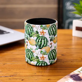 

LINKWELL Cute Cantaloupe and Watermelon Delicious Fruit Pattern PU leather Pencil Cup Pen Holder Desk Organizer Storage Box Case