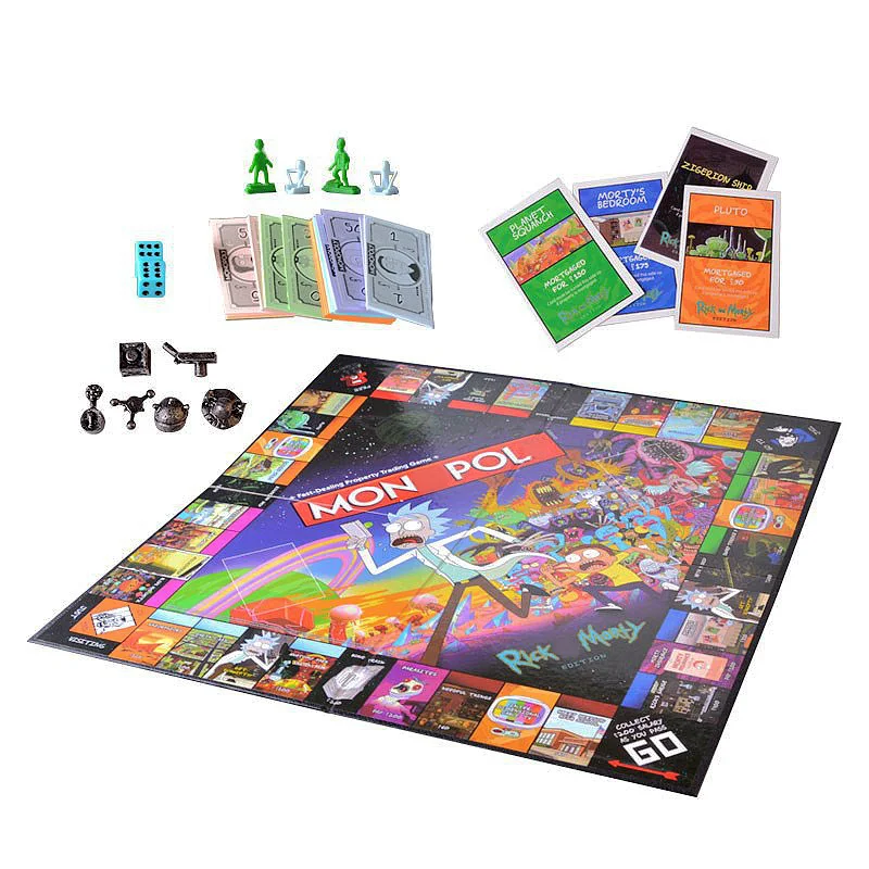 مجلس لعبة Monopoli لعبة ببطاقات ورقية ريك و Morty جامعي طبعة الأسرة لعبة ل طفل لغز والترفيه