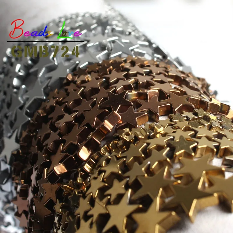 

Wholesale Star Shape White Gold Hematite Stone Loose Spacer Beads for Jewelry Making Diy Bracelet Necklace 4/6/8/10mm 15 Inches