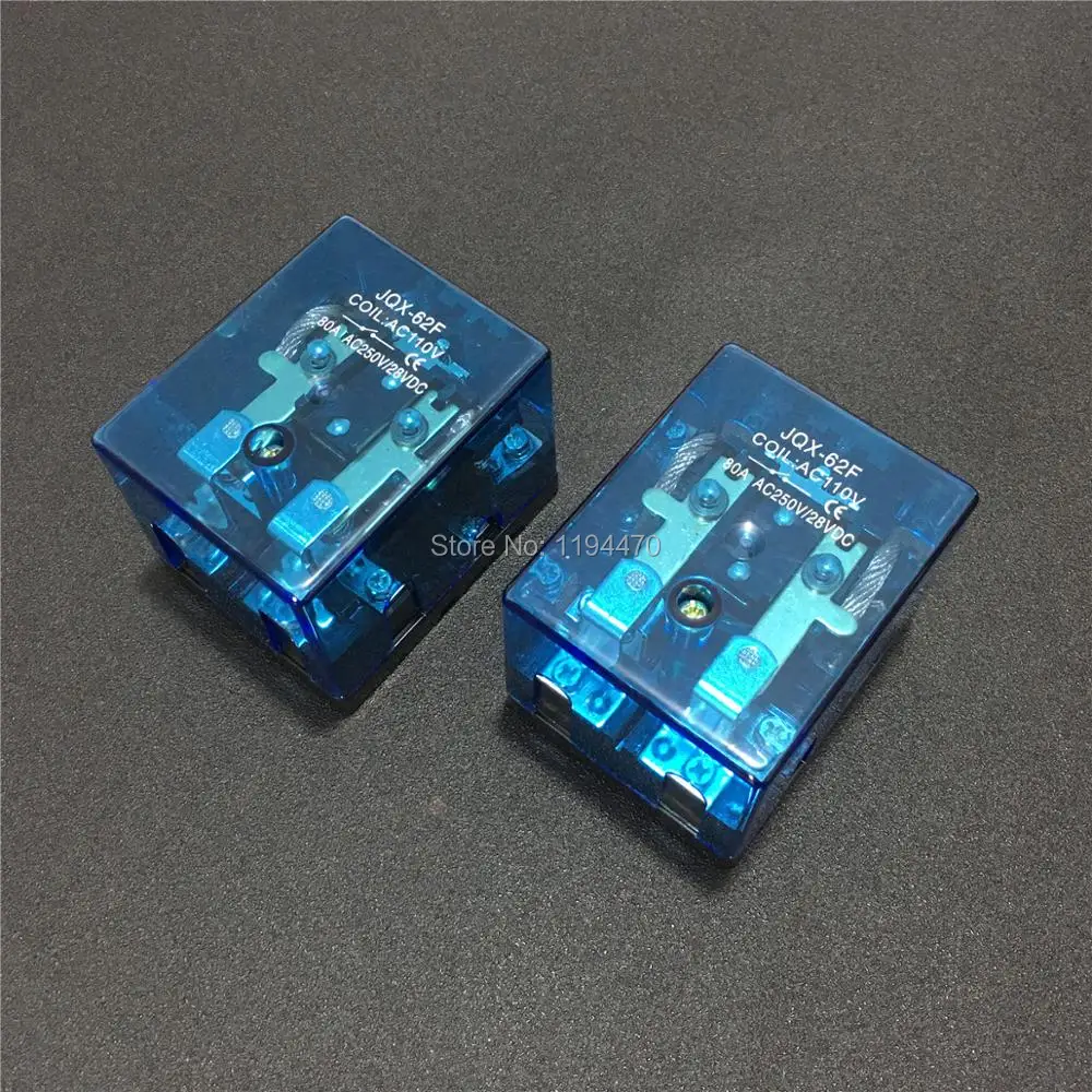 

2pcs JQX-62F 2Z 80A HHC71F High Power Relay Silver Contact DC12V DC24V AC110V AC220V JQX-62F-2Z Intermediate Relays DPDT 2NO 2NC