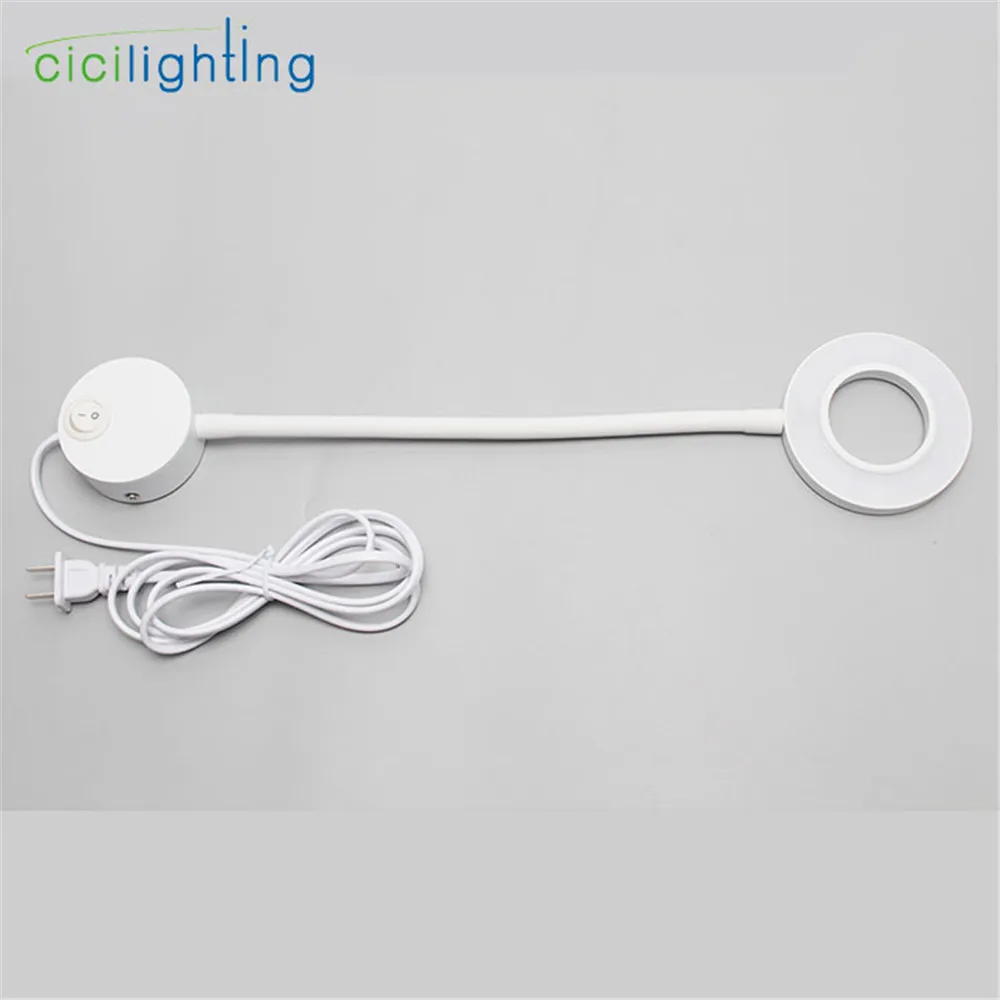 Plug in 5W LED Wall Sconces Picture Mirror Light With Plug Book Lamp Button on/off Switch Gooseneck Flexible Pipe Black White
