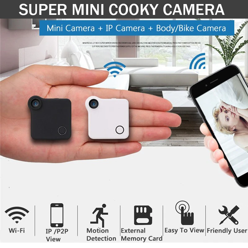 Маленькая мини камера cooky C1 720P WIFI P2P носимая IP датчик движения Велосипедное тело
