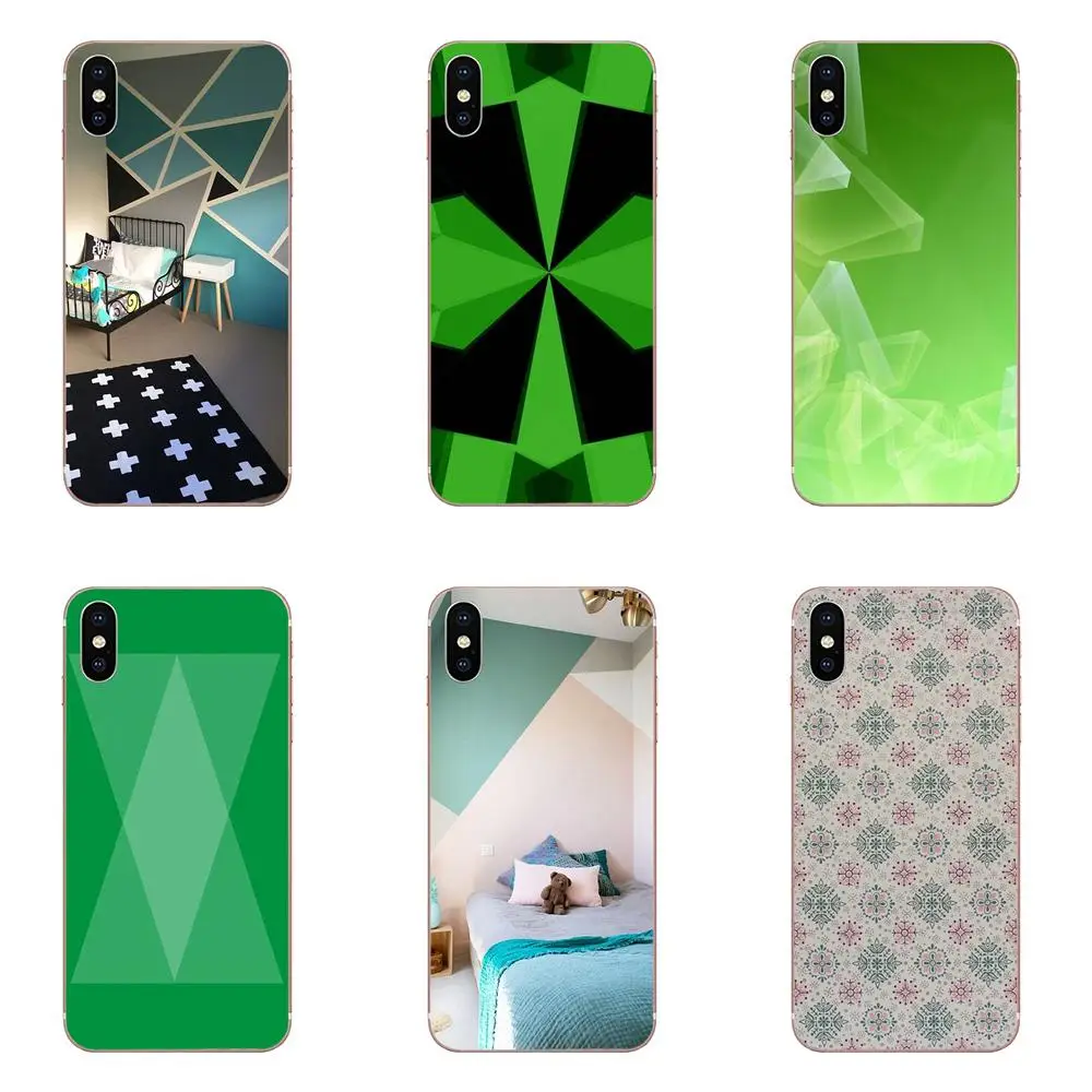 Soft TPU Case Cover Pink And Green Geometric For Sony Xperia Z Z1 Z2 Z3 Z4 Z5 compact Mini M2 M4 M5 T3 E3 E5 XA XA1 XZ Premium | Мобильные