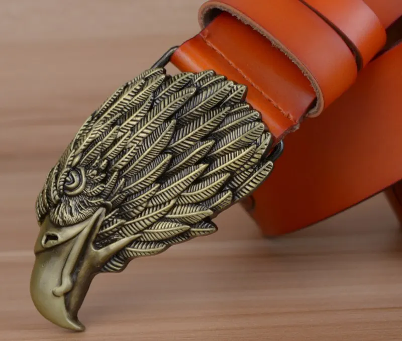 blue leather belt Eagle Designers Luxury Fashion Vintage Male Strap Brand Genuine Leather Belts for Men Punk Cowskin for Jeans Cintos Ceinture brown dress belt