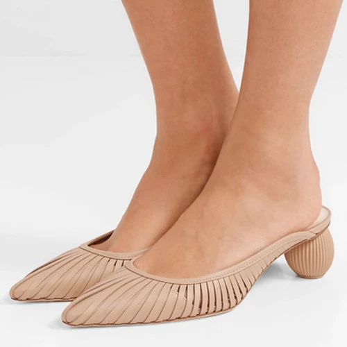 

Boussac Vintage Geometric Ball Heel Women Mules Shoes Sexy Pointed Toe Slipper Sandals Women Summer Designer Shoes Women SWC0594