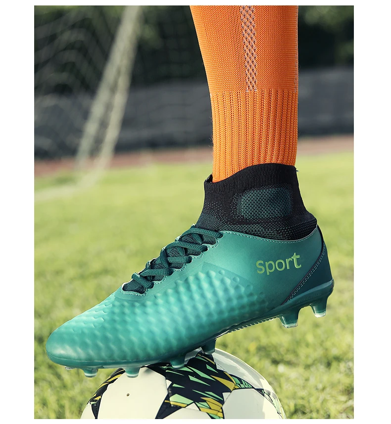 Новое поступление высокие футбольные ботинки с лодыжками длинные шипы футбольные шипованные Бутсы для взрослых мужчин мальчиков детей FG HG AG chuteira futebol
