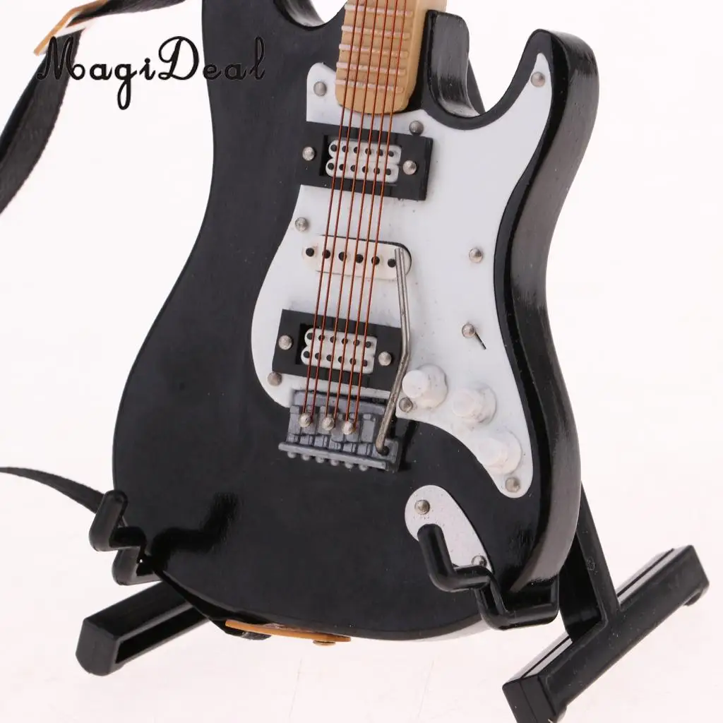 1/6 Scale Musical Instrument Crafts Electric Guitar Model For Dollhouse Desktop Decoration 12inch Fashion Dolls Accessory Black
