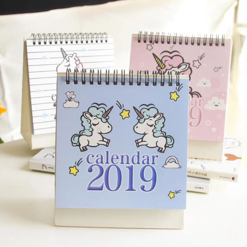 

1 Pcs Novelty 2019 Year Mini Animal Unicorn Planner Spiral Desk Table Calendar Stationery Organizer Schedule Supplies Gifts