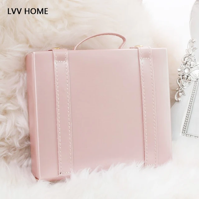 LVV HOME PU leather princess jewelry storage box/small wearable advanced flocking arrings ring storage tool 1