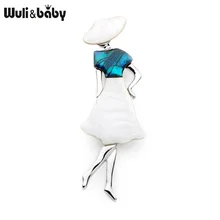 Wuli&baby Женская модная брошь из сплава, с натуральной ракушкой, фигурка красивой леди, брошь на свадьбу, вечеринку, банкет