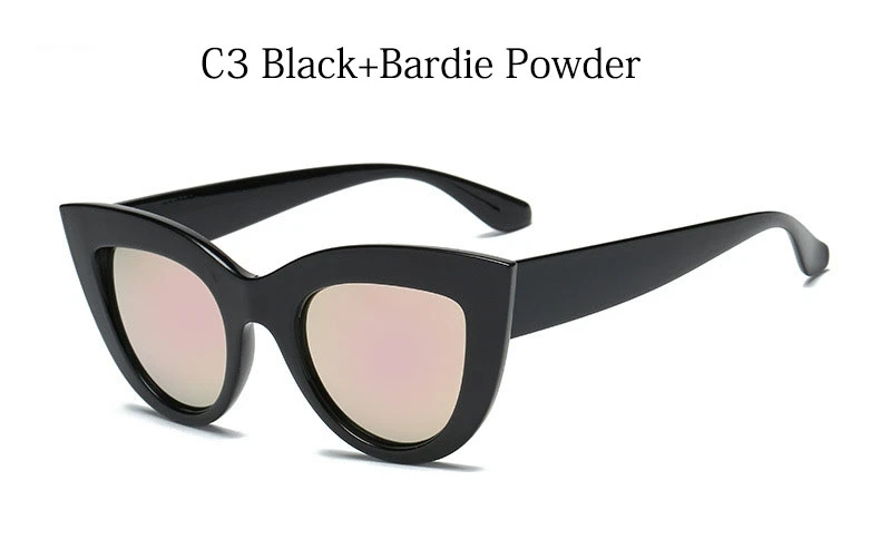 Ретро кошачий глаз солнцезащитные очки для женщин брендовая дизайнерская Дамская мода БАРБИ порошок зеркальные линзы Cateye Солнцезащитные очки для женщин UV400 - Цвет линз: C3 Black Pink