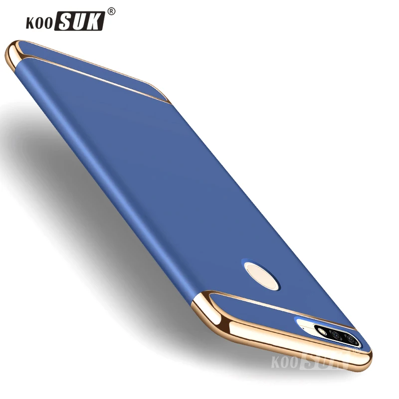 

Huawei Honor 7C Pro 5.99" Phone Case Huawei Nova 2 Lite Back Cover Y7 Prime 2018 3 in 1 Gold Plated Protect Bags Coque Enjoy 8