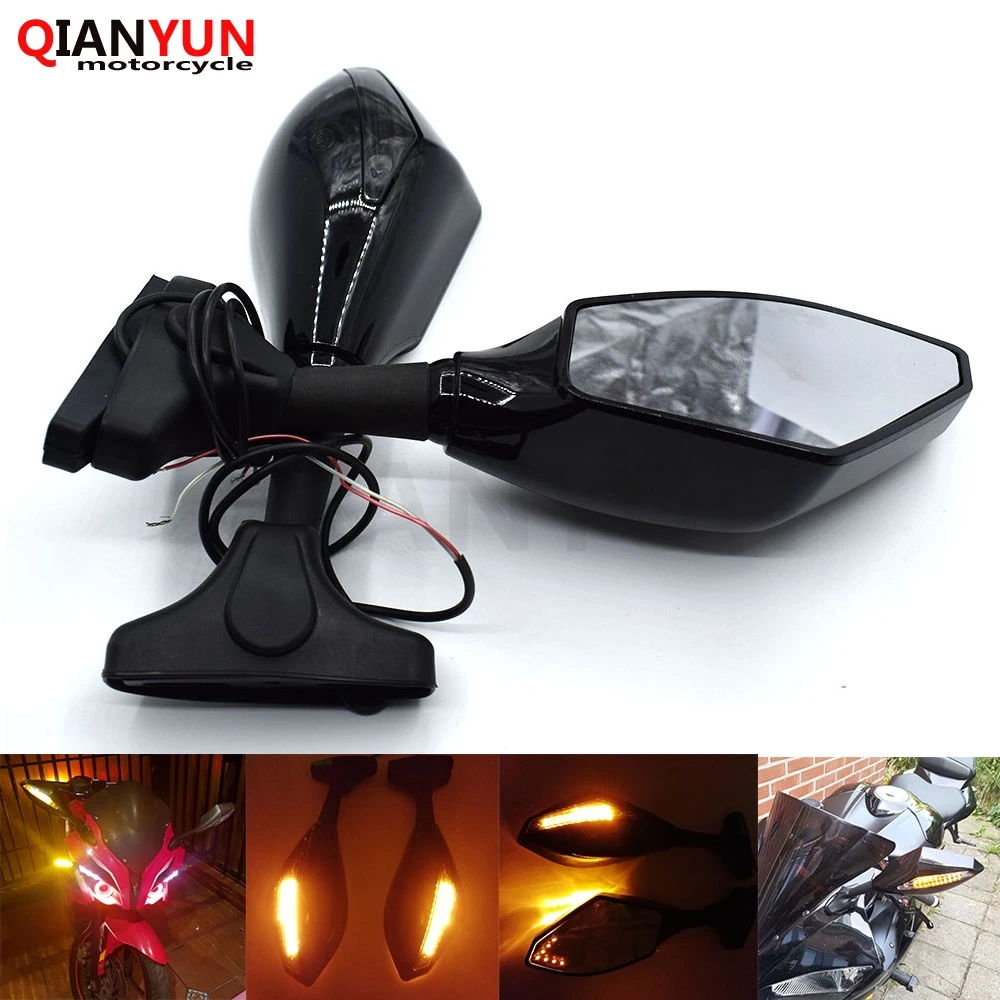 

Universal Motorcycle Rear View Side Wing Mirrors w/ LED Turn Signal Light FOR DUCATI Street Fighter 696 796 796 848