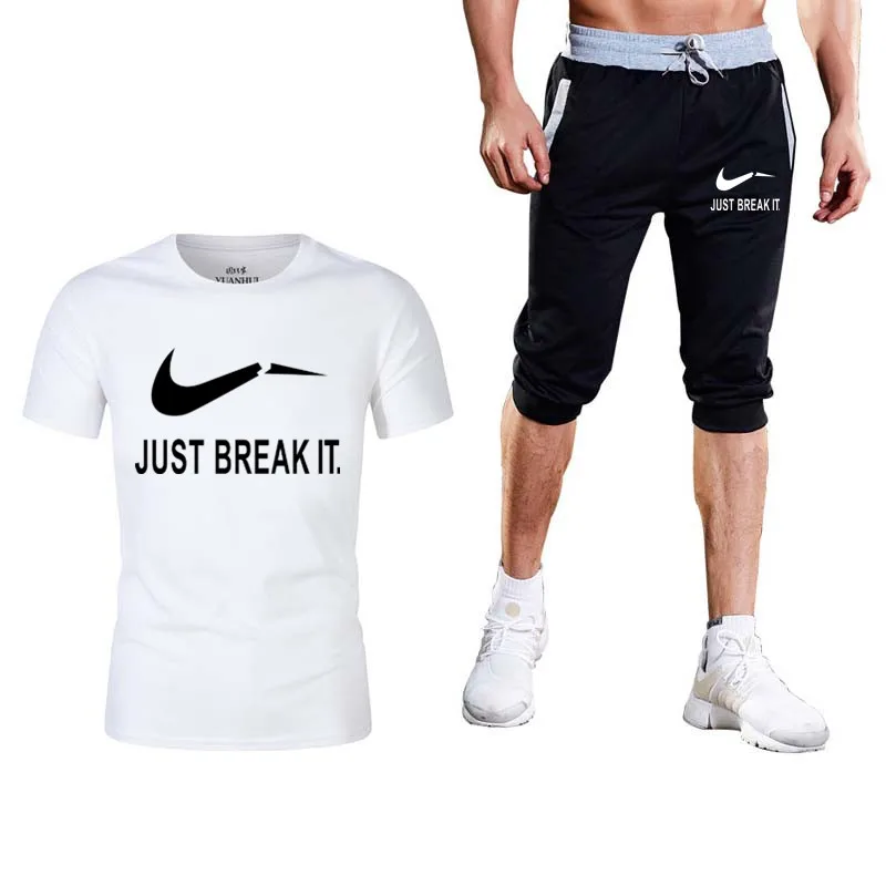 

2019 Fashion new tracksuit men Two Piece short pant+t-shirt summer cool Sweatshirts Suit Male chandal hombre jogging homme Suit