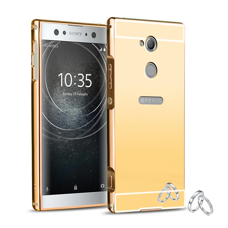 Чехол для sony Xperia XA2 Ultra 6,0 ''H4213 H4233, зеркальный бампер с алюминиевой металлической рамкой+ Жесткий Чехол для задней панели из поликарбоната, чехол для телефона s