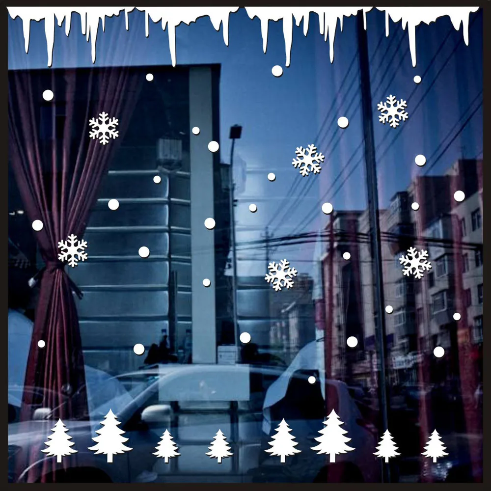 Рождественская Снежинка Наклейки на стены окна Снежинка рождественские виниловые художественные украшения наклейки 2O81019