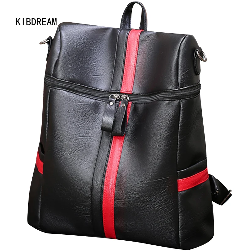 KIBDREAM European and American Style Women's PU Leather Shoulders bag Luxury Student backpack