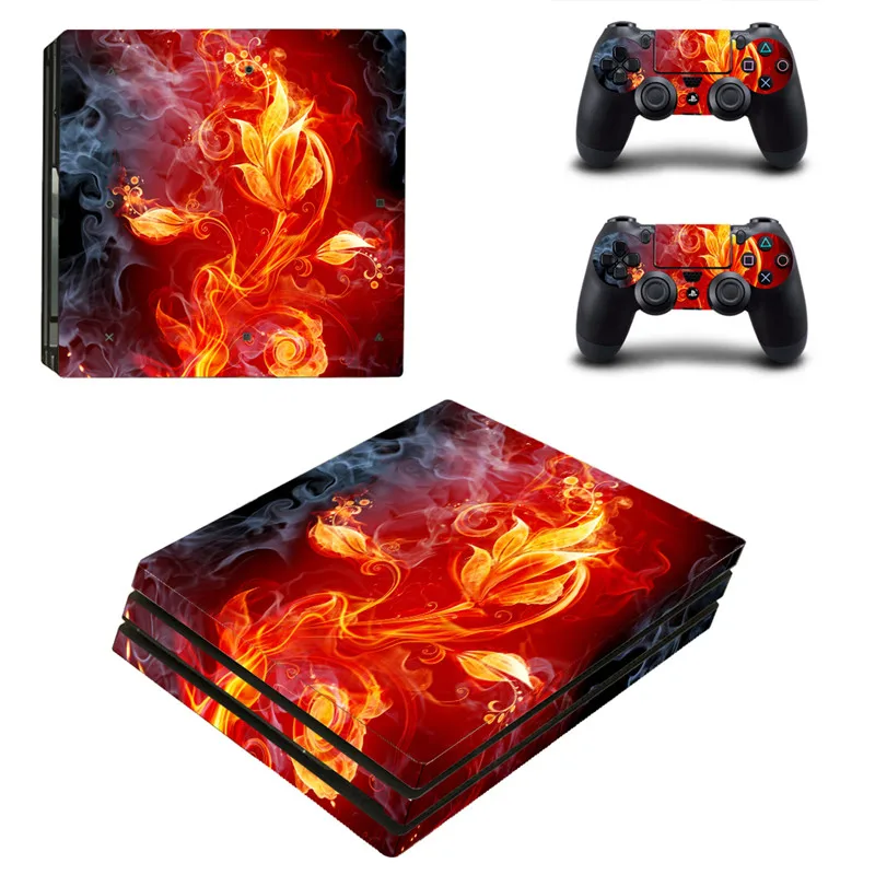 Beautiful Flower Fire Flame Skin Sticker For Sony Playstation 4 Pro Ps4 Pro Promotion Console 2pcs Controller Film Stickers Aliexpress