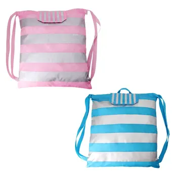 

Drawstring Stripe Backpack Schoolbag Storage Bag for Shopping Travel Organizer