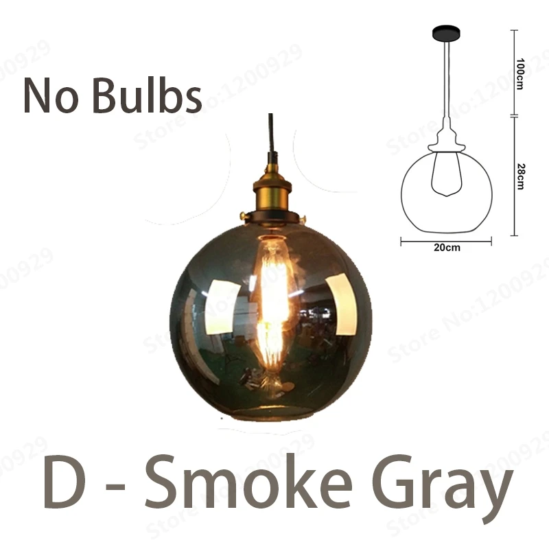 Smoky Grey-D Светодиодный Лофт винтажный подвесной светильник стеклянный канат промышленный подвесной светильник дымчатый серый Lamparas De Techo Colgante Luster кухонный сад - Цвет корпуса: Smoky Grey-D