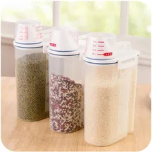 1 шт. 2 кг прозрачный пластиковый для хранения еды контейнер большой емкости кухня рисовые зерновые бутылки для хранения с мерной чашкой