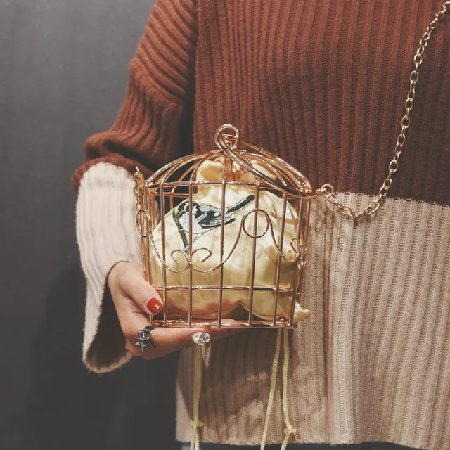 NEW Design Women's Birdcage Evening Bag Clutch Metal Frame Embroidery