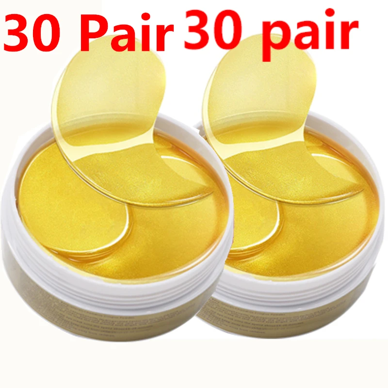60 pair Gold Collagen Eye Mask Patches Korea Anti Wrinkle Gel Gold Mask Eye Patches Under Anti-puffiness Face Care 60pc/Bottle - Цвет: 60 pair Gold