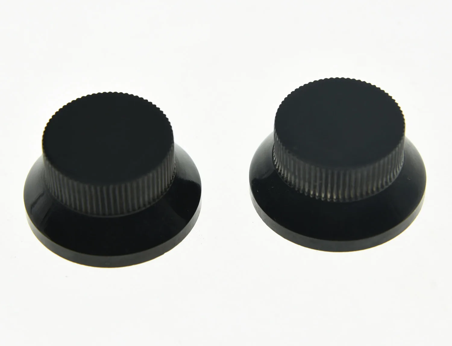 Kaish 2pcs Black Metal Top Hat Bell Knobs Push On Guitar Bass Knob For