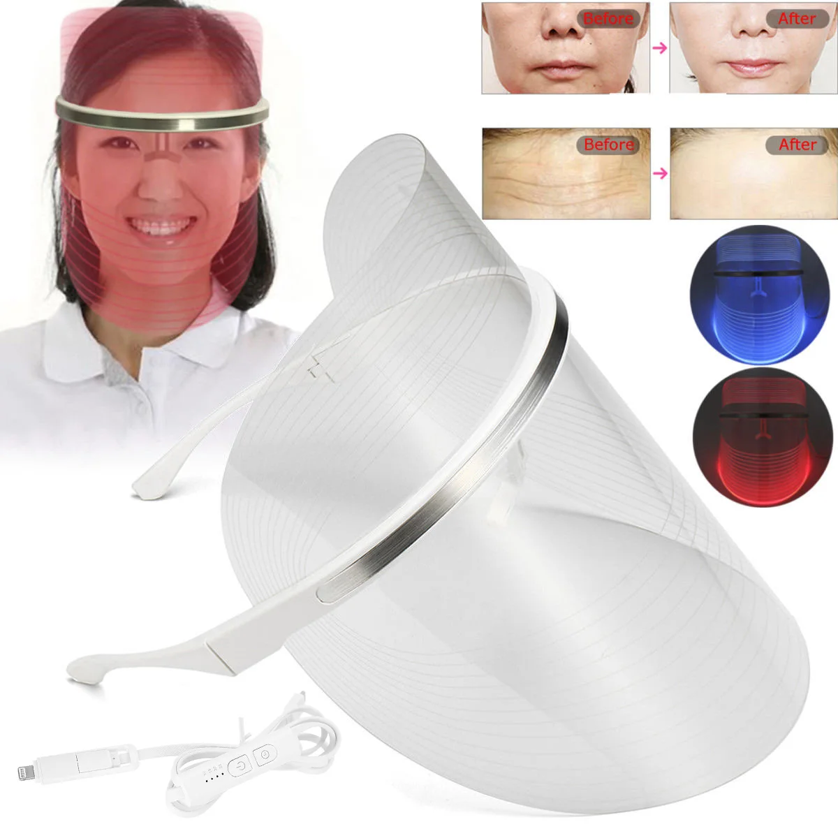 

LED Light Photon Face Mask Skin Rejuvenation Wrinkle Removal Facial Spa Anti Wrinkle Removal Spot Face Spa Skin Whitening Salon