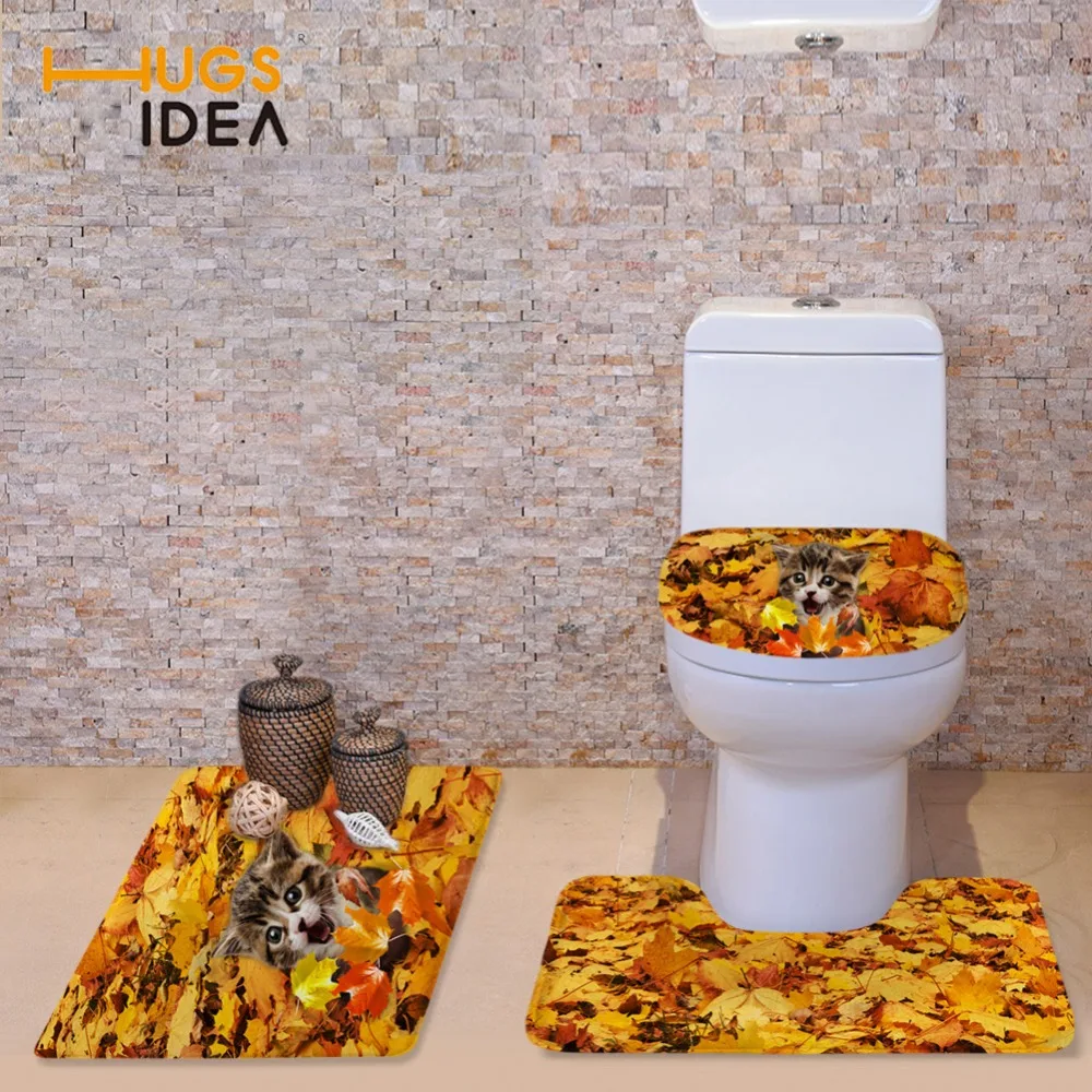HUGSIDEA Bathroom Toilet Seat Case Soft Warmer Carpet Cute 3D Animal