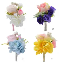 1 шт. женский мужской искусственный свадебный цветок брошь корсаж с букетом лента для выпускного вечера бутоньерка с булавкой вечерние украшения