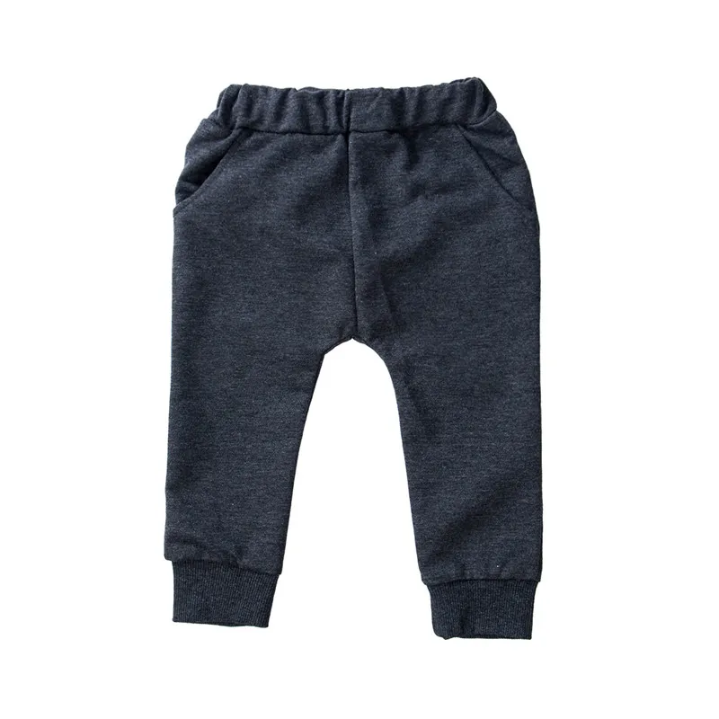 Мода Дети Одежда для мальчиков и девочек Высокая талия хлопковые повседневные штаны с геометрическим рисунком карман для новорожденного прекрасный брюки один штук - Цвет: Серый