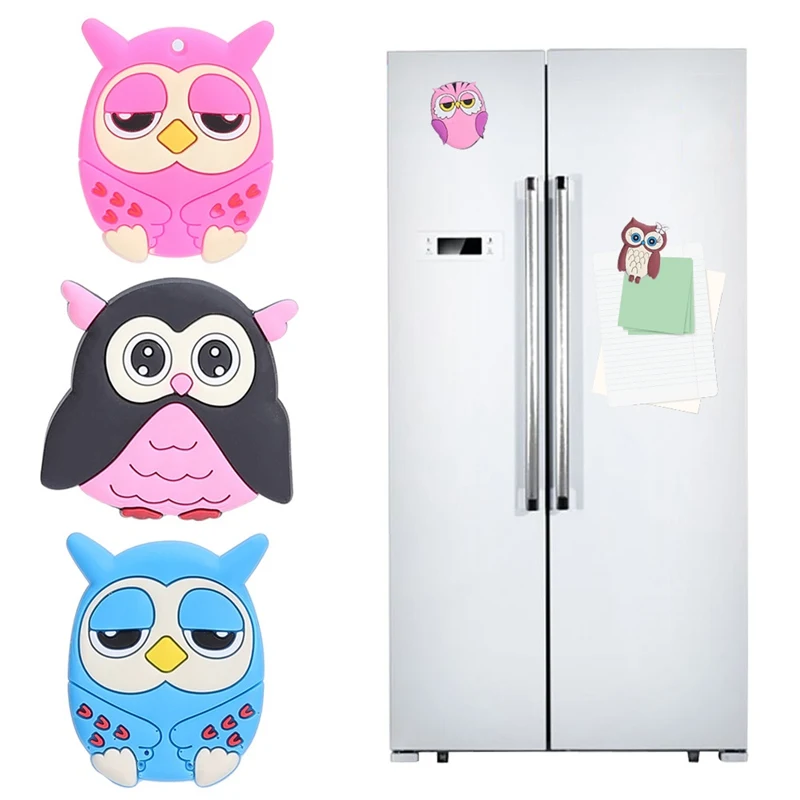 

1PCS Creative Owl Fridge Magnets Silicone Gel for Kids Gift Home Decor Animal Fridge Magnets