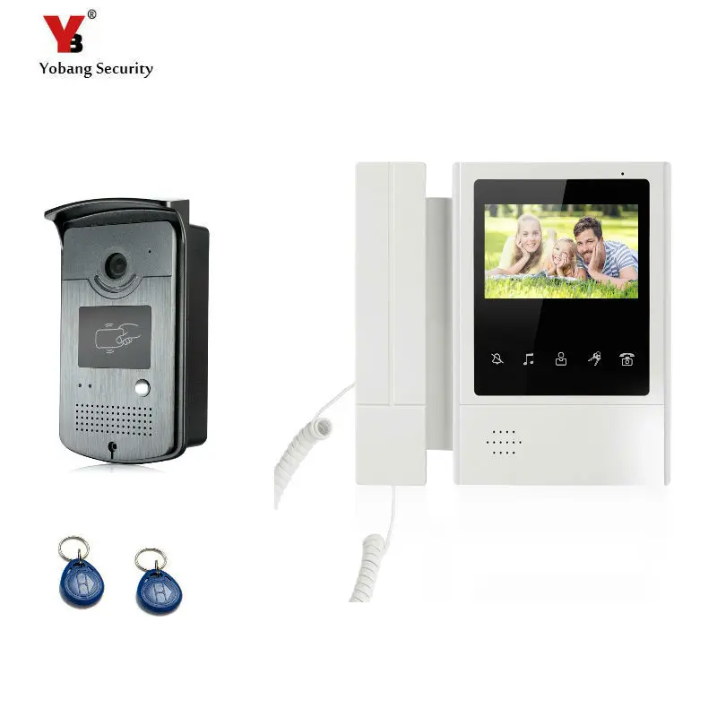 

Yobang Security Video Intercom 4.3"inch Monitor Video Door Phone Doorbell Speakephone Intercom KIT RFID Access Control System